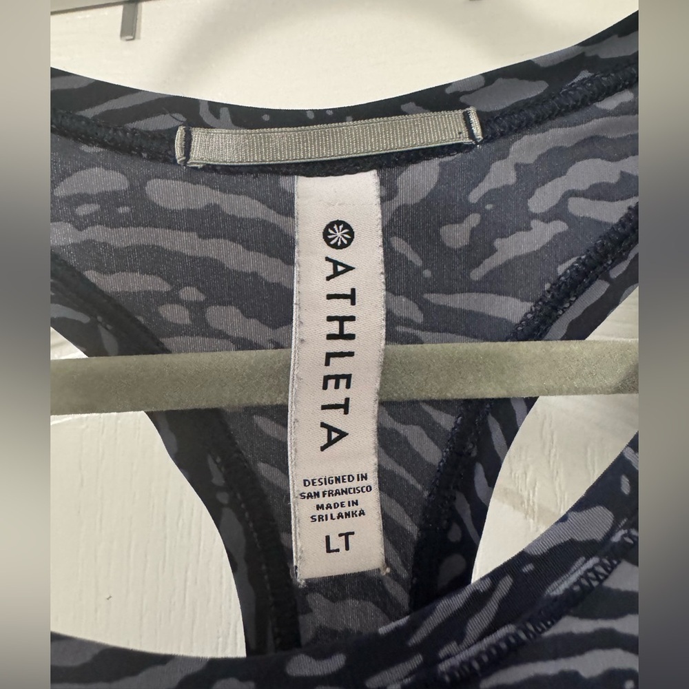 Athleta Ultimate Train Navy and Light Blue Printed Racerback Tank Top - Picture 2 of 9